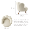 Poltrona Decorativa Organica Flora Pes Madeira Courino TCS 725 MOLL