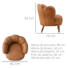 Poltrona Decorativa Organica Flora Pes Madeira Courino TCS 727 MOLL