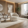 Poltrona Decorativa Organica Joy Base Giratoria Boucle TCE 1010 MOLL