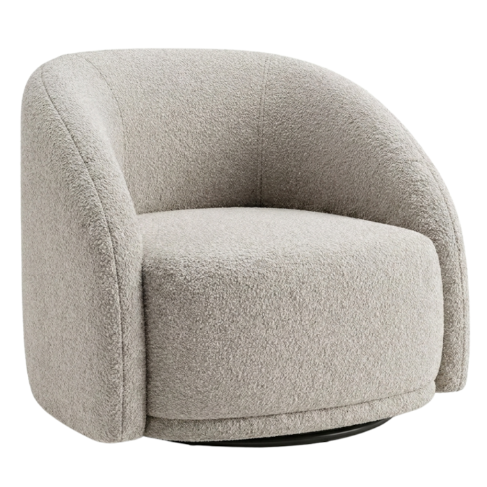 Poltrona Decorativa Organica Joy Base Giratoria Boucle TCE 1018 MOLL