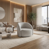 Poltrona Decorativa Organica Joy Base Giratoria Boucle TCE 1018 MOLL