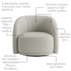 Poltrona Decorativa Organica Joy Base Giratoria Courino TCS 725 MOLL