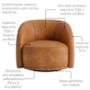 Poltrona Decorativa Organica Joy Base Giratoria Courino TCS 727 MOLL