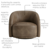 Poltrona Decorativa Organica Joy Base Giratoria Courino TCS 729 MOLL