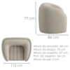 Poltrona Decorativa Organica Mehis Base Fixa Courino TCS 725 MOLL