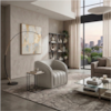 Poltrona Decorativa Organica Mehis Base Fixa Courino TCS 725 MOLL