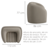 Poltrona Decorativa Organica Mehis Base Fixa Courino TCS 726 MOLL