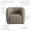 Poltrona Decorativa Organica Mehis Base Fixa Courino TCS 726 MOLL