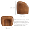 Poltrona Decorativa Organica Mehis Base Fixa Courino TCS 727 MOLL