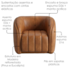 Poltrona Decorativa Organica Mehis Base Fixa Courino TCS 727 MOLL