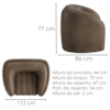 Poltrona Decorativa Organica Mehis Base Fixa Courino TCS 729 MOLL