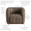 Poltrona Decorativa Organica Mehis Base Fixa Courino TCS 729 MOLL