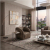 Poltrona Decorativa Organica Mehis Base Fixa Courino TCS 729 MOLL