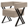 Poltrona Decorativa Pes Metal Mirela Linho Bege Milani Store