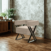 Poltrona Decorativa Pes Metal Mirela Linho Bege Milani Store
