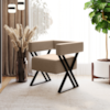 Poltrona Decorativa Pes Metal Mirela Linho Bege Milani Store