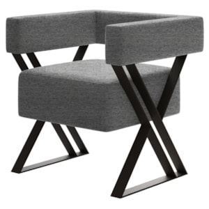 Poltrona Decorativa Pes Metal Mirela Linho Cinza Milani Store