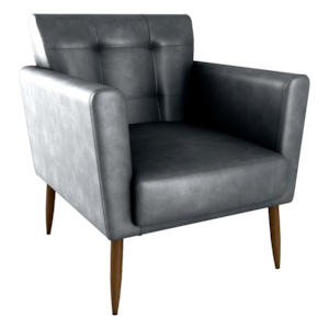 Poltrona Decorativa Pes Palito Cancun Corino Frankfurt Preto Grafite Milani Store