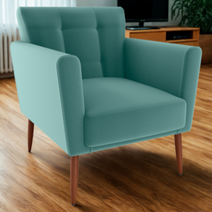 Poltrona Decorativa Pes Palito Cancun Veludo Deluxe Verde Milani Store