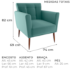 Poltrona Decorativa Pes Palito Cancun Veludo Deluxe Verde Milani Store