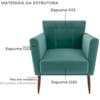 Poltrona Decorativa Pes Palito Cancun Veludo Deluxe Verde Milani Store