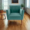 Poltrona Decorativa Pes Palito Cancun Veludo Deluxe Verde Milani Store