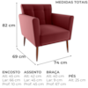 Poltrona Decorativa Pes Palito Cancun Veludo E432 Vermelho Milani Store