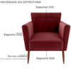 Poltrona Decorativa Pes Palito Cancun Veludo E432 Vermelho Milani Store
