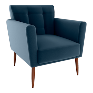 Poltrona Decorativa Pes Palito Cancun Veludo E433 Azul Milani Store