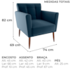 Poltrona Decorativa Pes Palito Cancun Veludo E433 Azul Milani Store