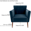 Poltrona Decorativa Pes Palito Cancun Veludo E433 Azul Milani Store