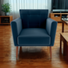 Poltrona Decorativa Pes Palito Cancun Veludo E433 Azul Milani Store