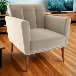 Poltrona Decorativa Pes Palito Cancun Veludo E434 Marrom Claro Milani Store