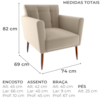 Poltrona Decorativa Pes Palito Cancun Veludo E434 Marrom Claro Milani Store