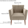 Poltrona Decorativa Pes Palito Cancun Veludo E434 Marrom Claro Milani Store