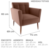 Poltrona Decorativa Pes Palito Cancun Veludo Inca E435 Ferrugem Milani Store