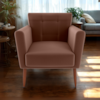 Poltrona Decorativa Pes Palito Cancun Veludo Inca E435 Ferrugem Milani Store
