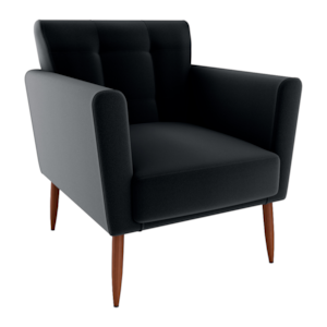 Poltrona Decorativa Pes Palito Cancun Veludo Inca E451 Preto Milani Store