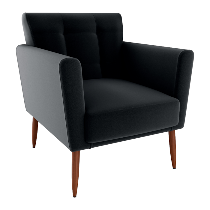 Poltrona Decorativa Pes Palito Cancun Veludo Inca E451 Preto Milani Store