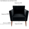 Poltrona Decorativa Pes Palito Cancun Veludo Inca E451 Preto Milani Store