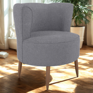 Poltrona Decorativa Pes Palito Savana Boucle Cinza Milani Store