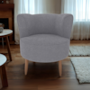 Poltrona Decorativa Pes Palito Savana Boucle Cinza Milani Store