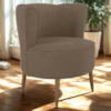 Poltrona Decorativa Pes Palito Savana Boucle Marrom Milani Store
