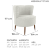 Poltrona Decorativa Pes Palito Savana Boucle Natural Milani Store