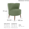 Poltrona Decorativa Pes Palito Savana Boucle Oliva Milani Store