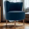 Poltrona Decorativa Pes Palito Savana Veludo Azul Milani Store