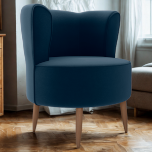 Poltrona Decorativa Pes Palito Savana Veludo Azul Milani Store
