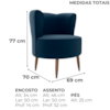 Poltrona Decorativa Pes Palito Savana Veludo Azul Milani Store