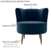 Poltrona Decorativa Pes Palito Savana Veludo Azul Milani Store