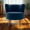 Poltrona Decorativa Pes Palito Savana Veludo Azul Milani Store